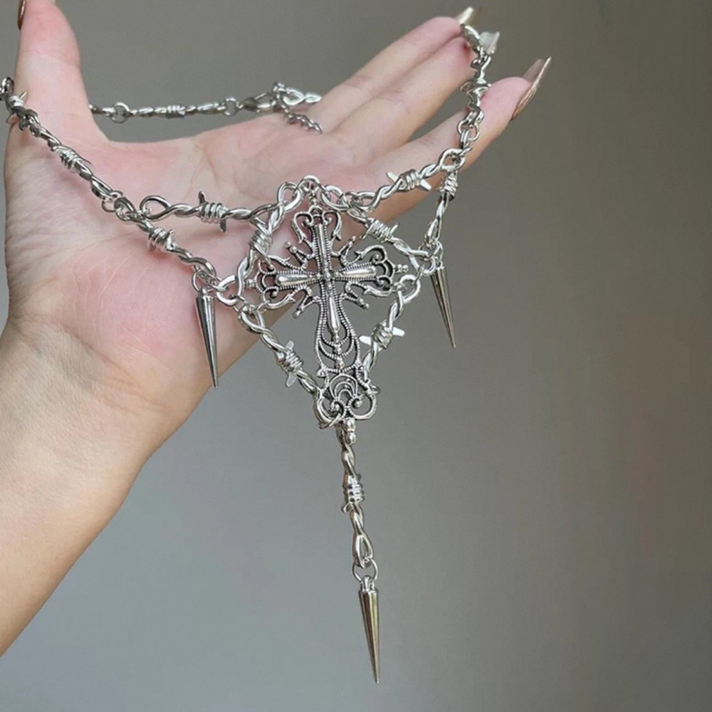 Subculture Gothic Thorn Cross Pendant Necklace